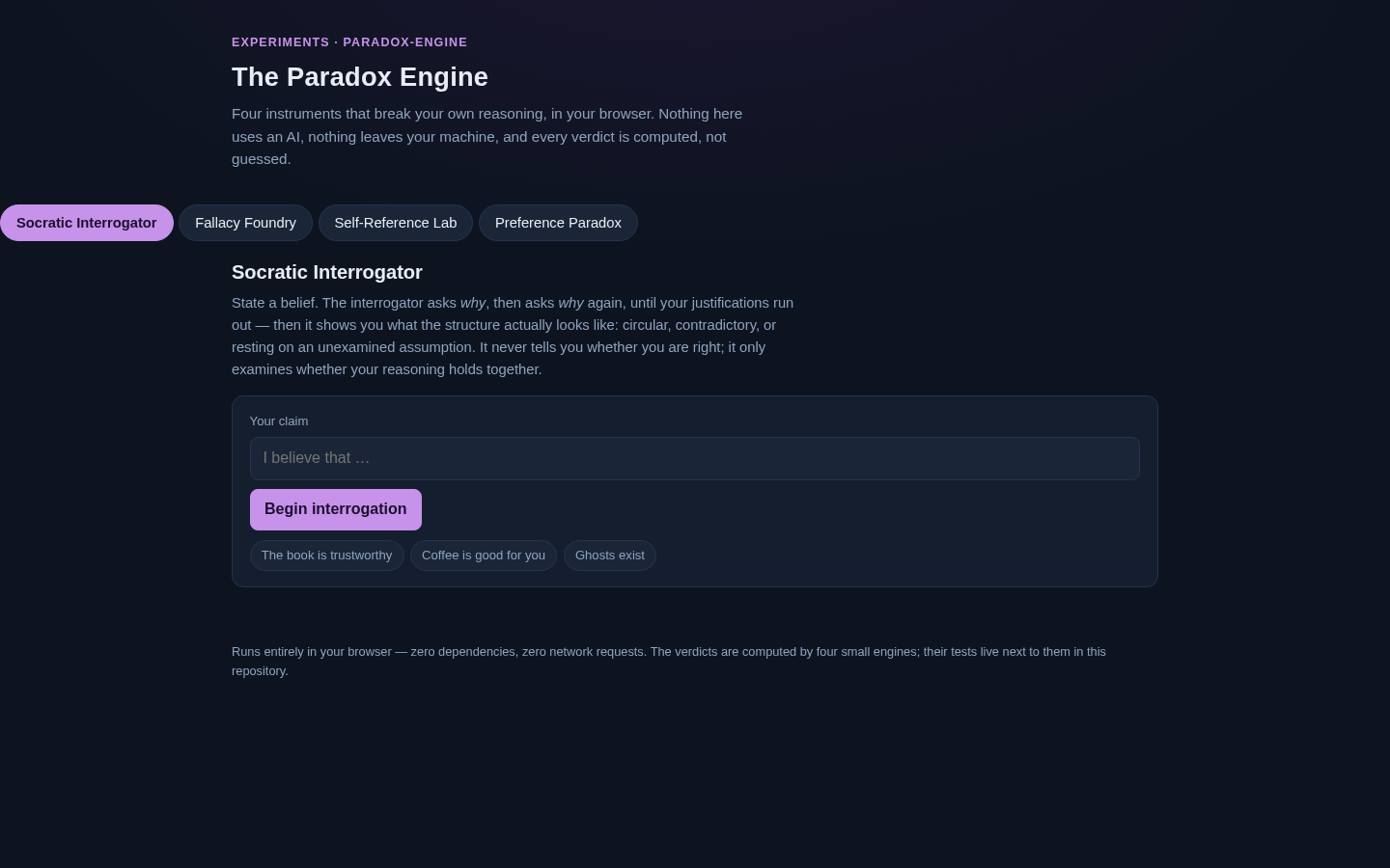 Paradox Engine interface