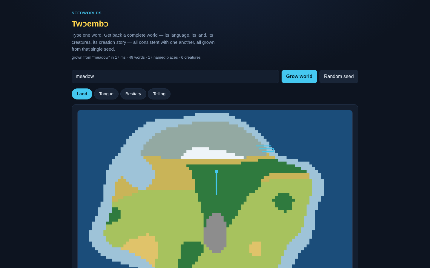 Seedworlds generated map